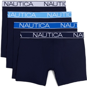 Nautica Men’s 4-pack Brushed Micro Boxer Briefs(Peacoat- Peacoat/Sea Cobalt/Aero Blue/White Wb)