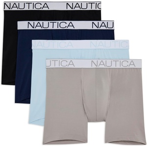 Nautica Men’s 4-pack Brushed Micro Boxer Briefs(Peacoat/Black/Alloy/Sky Way)
