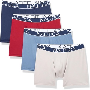 Nautica Men’s 4-pack Brushed Micro Boxer Briefs(Peacoat/Rhubarb Rose/Summit Blue/Alloy)