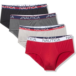 Nautica Men’s 4-pack Limited Edition Micro Briefs(Black/Lead Alloy/Nautica Red-assorted Wb)