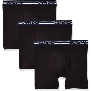 Nautica Men’s Classic Cotton 3-Pack Boxer Briefs(Black New)