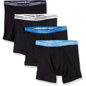 Nautica Men’s Classic Cotton 4-pack Boxer Briefs(Black)