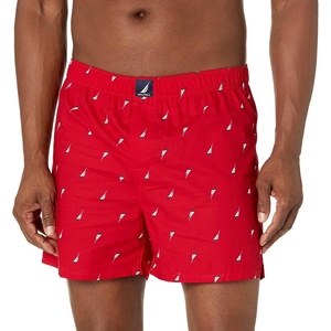 Nautica Men’s Classic Cotton Woven Boxer(Independence Sail Print-nautica Red)