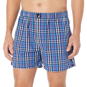 Nautica Men’s Classic Cotton Woven Boxer(Plaid – Clear Skies Blue)