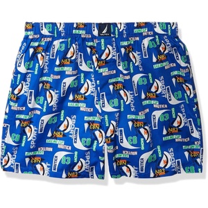 Nautica Men’s Classic Cotton Woven Boxer(Racing Print/Peacoat)