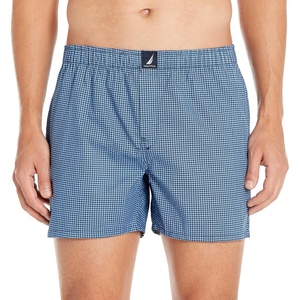 Nautica Men’s Classic Cotton Woven Boxer(Small Check – Peacoat Aero)
