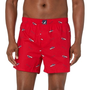Nautica Men’s Classic Cotton Woven Boxer(Speedboats-nautica Red)