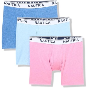 Nautica Men’s Stretch Performance 3-pack Boxer Briefs(Dutch/Sea Mist/Oasis Pink Heather)