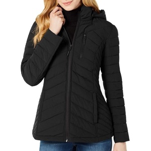 Nautica Womens Faux Fur Trim Hooded Midweight Puffer Jacket(Caviar)