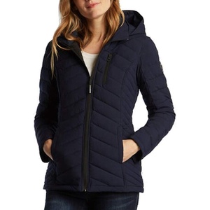 Nautica Womens Faux Fur Trim Hooded Midweight Puffer Jacket(Deep Blue)