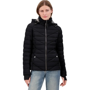 Nautica Womens Faux Fur Trim Hooded Midweight Puffer Jacket(Ebony)