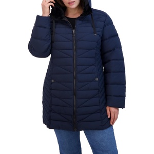 Nautica Womens Faux Fur Trim Hooded Midweight Puffer Jacket(Navy Seas)