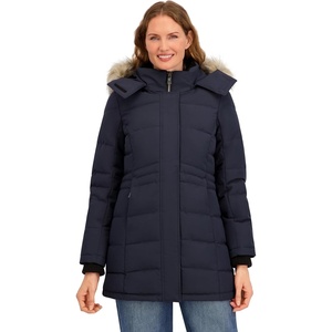 Nautica Women’s Mist Heavyweight Winter Coat– Puffer Jacket With Detachable Faux Fur Hood(Navy Seas)