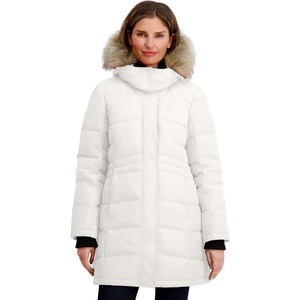 Nautica Women’s Mist Heavyweight Winter Coat– Puffer Jacket With Detachable Faux Fur Hood(Sail White)