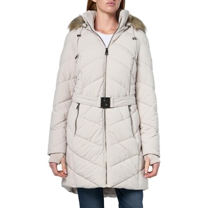 Nautica Women’s Novelty Wool Anorak with Faux Fur Trim Hood(Limestone)