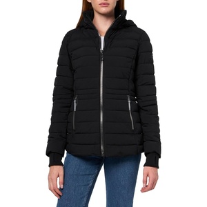 Nautica Women’s Short Stretch Puffer Jacket–Detachable Faux Fur Hood & Storm Cuffs(Ebony)