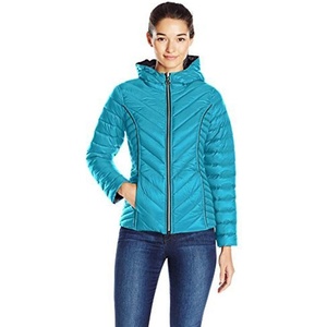 Nautica Women’s Short Stretch Puffer Jacket–Detachable Faux Fur Hood & Storm Cuffs(Tourmaline)