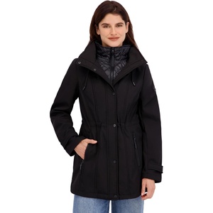 Nautica Women’s Softshell Jacket – Lightweight Water-resistant Transitional Coat With Quilted Bib(Black)