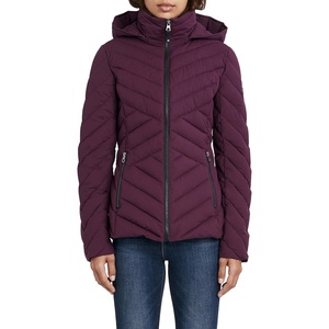 Nautica Women’s Stretch Puffer Jacket – Midweight Short Stretch Coat with Detachable Hood(Purple)