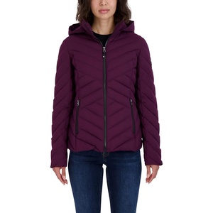 Nautica Women’s Stretch Puffer Jacket – Midweight Short Stretch Coat with Detachable Hood(Purple Tulip)
