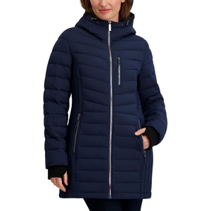 Nautica Women’s Stretch Puffer Jacket – Midweight Winter Coat with Detachable Hood, Storm Cuffs(Navy Seas)