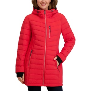 Nautica Women’s Stretch Puffer Jacket – Midweight Winter Coat with Detachable Hood, Storm Cuffs(Rose Coral)