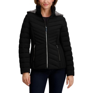 Nautica Women’s Stretch Puffer Jacket –detachable Faux Fur Hood Midweight Water-resistant Coat(Anthracite)