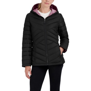 Nautica Women’s Stretch Puffer Jacket –detachable Faux Fur Hood Midweight Water-resistant Coat(Deep Black)