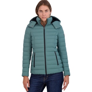 Nautica Women’s Stretch Puffer Jacket –detachable Faux Fur Hood Midweight Water-resistant Coat(Deep Sea)