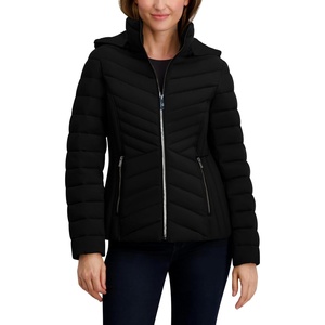 Nautica Women’s Stretch Puffer Jacket –detachable Faux Fur Hood Midweight Water-resistant Coat(Ebony)
