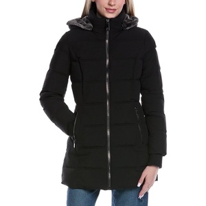 Nautica Women’s Stretch Puffer Jacket-Faux Fur-Lined Hood – Wind & Water-Resistant, Winter Coat(Black)