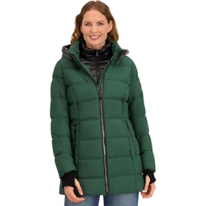 Nautica Women’s Stretch Puffer Jacket-Faux Fur-Lined Hood – Wind & Water-Resistant, Winter Coat(Verde)