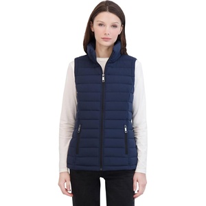 Nautica Women’s Stretch Puffer Vest – Water-resistant Transitional Outerwear Layer With Detachable Hood(Navy)