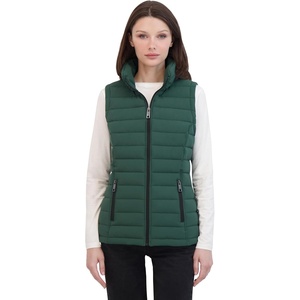 Nautica Women’s Stretch Puffer Vest – Water-resistant Transitional Outerwear Layer With Detachable Hood(Verde)