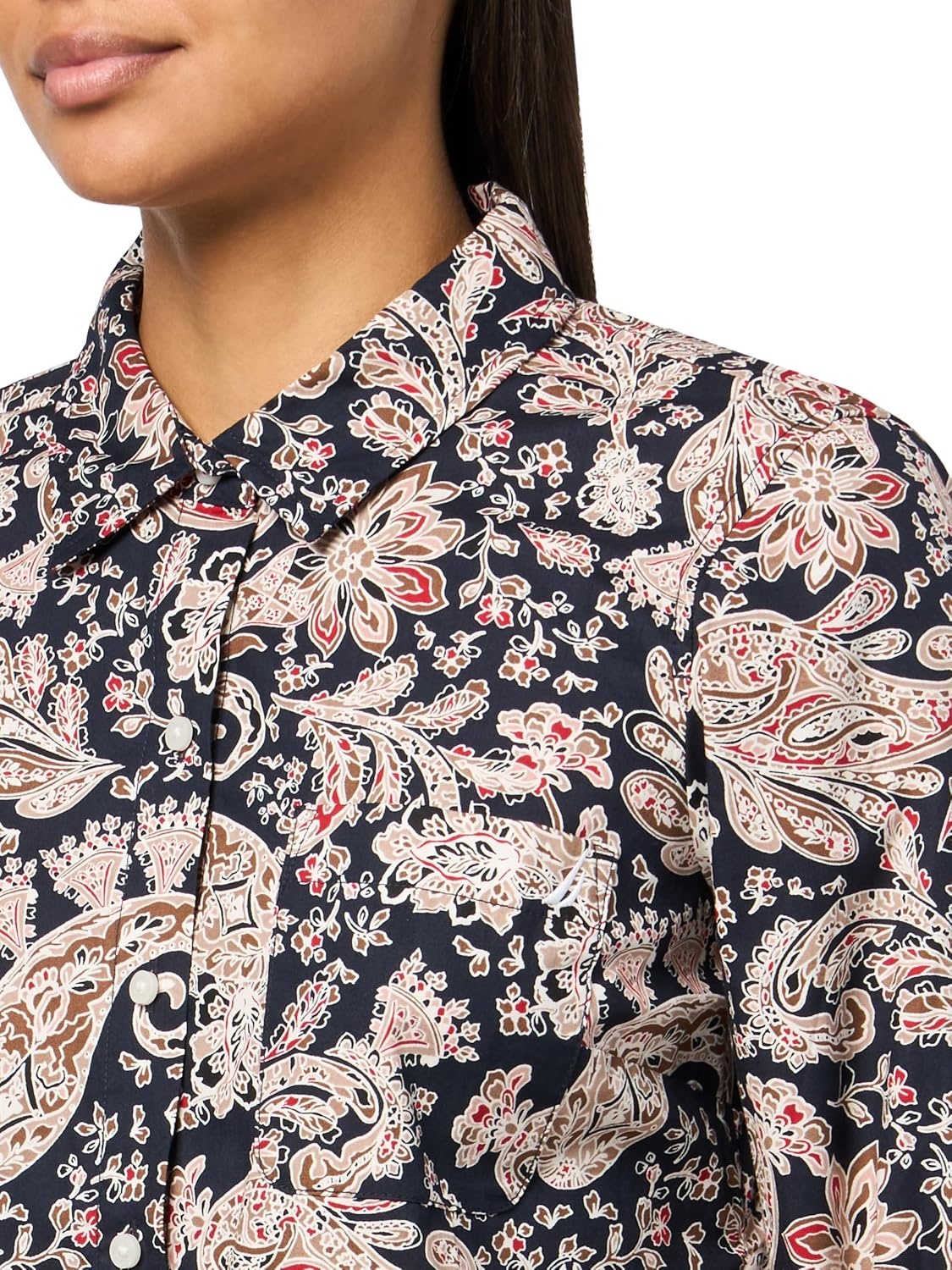 image:imageNautica Womens Button Front Long Sleeve Roll Tab ShirtNew Night Sky Multi