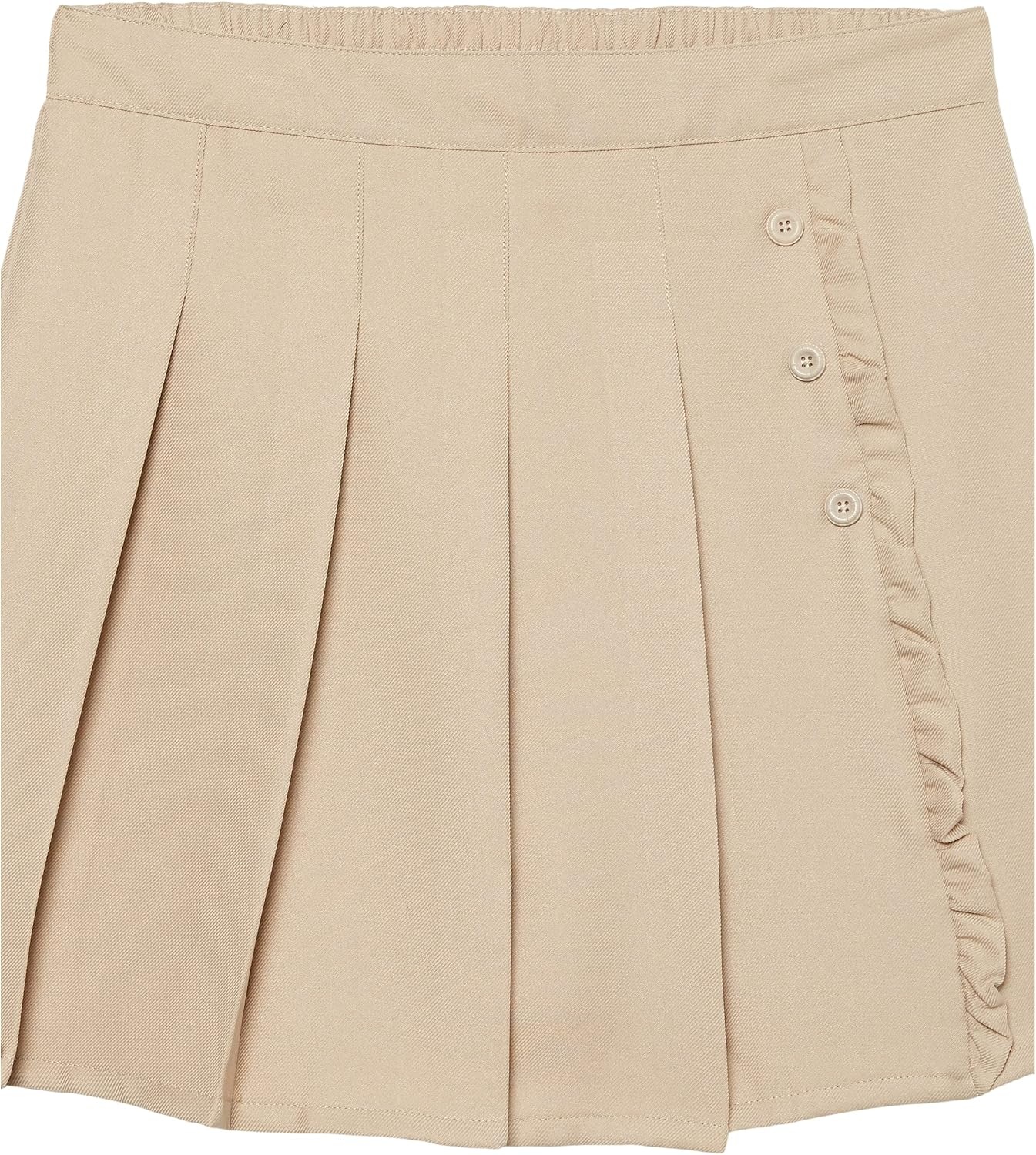 image:imageNautica Girls School Uniform Pleated Pullon Scooter Skirt With Undershorts Knit WaistbandKhaki Ruffle