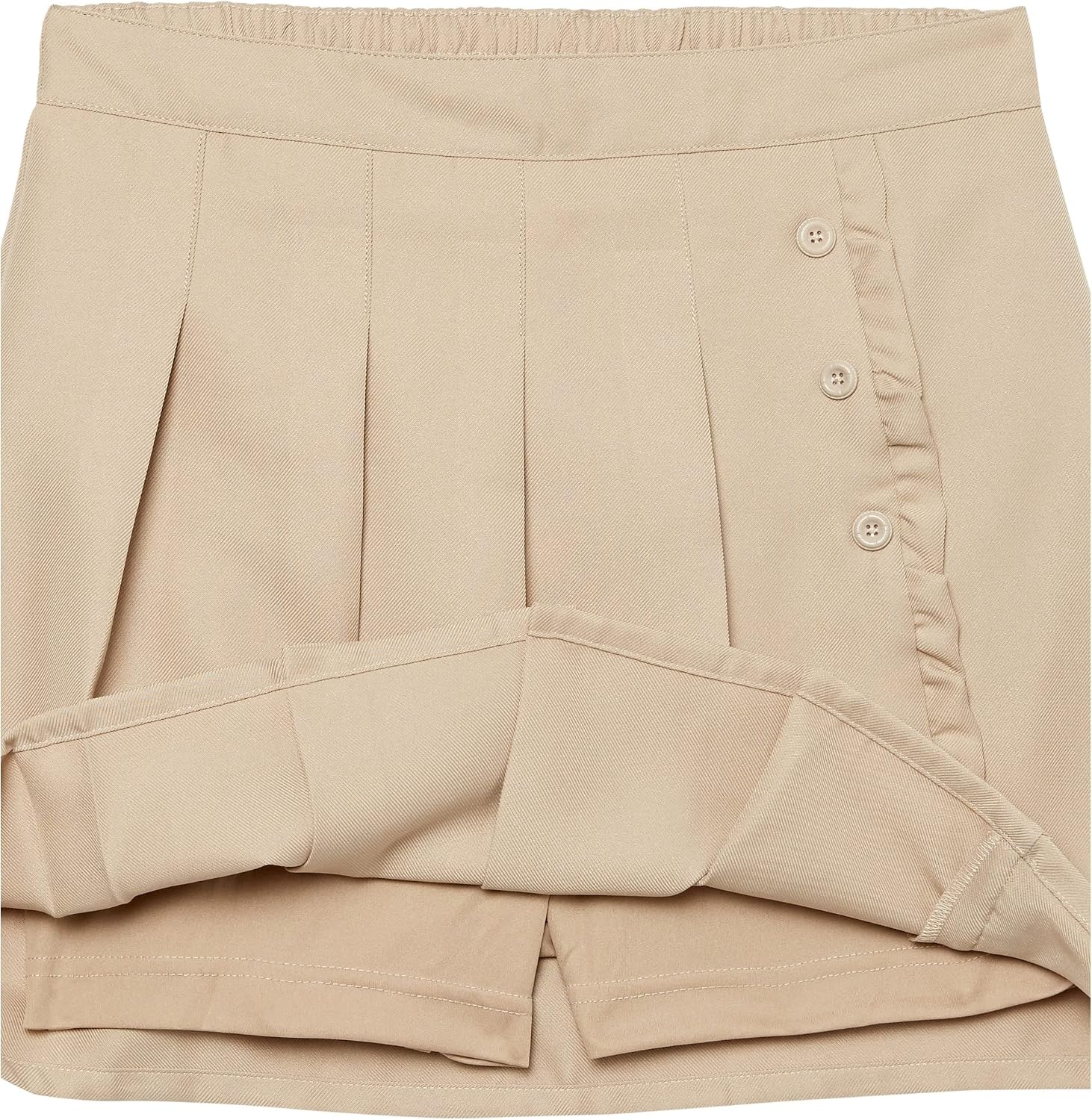 image:imageNautica Girls School Uniform Pleated Pullon Scooter Skirt With Undershorts Knit WaistbandKhaki Ruffle
