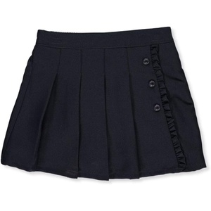 Nautica Girl’s School Uniform Pleated Pull-on Scooter Skirt With Undershorts, Knit Waistband(Navy Ruffle)