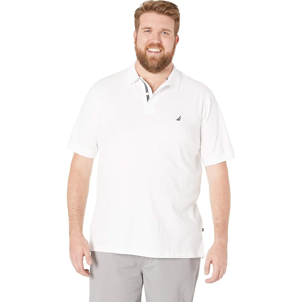 image:imageNautica Mens Short Sleeve Stretch Solid Deck Polo ShirtBright White