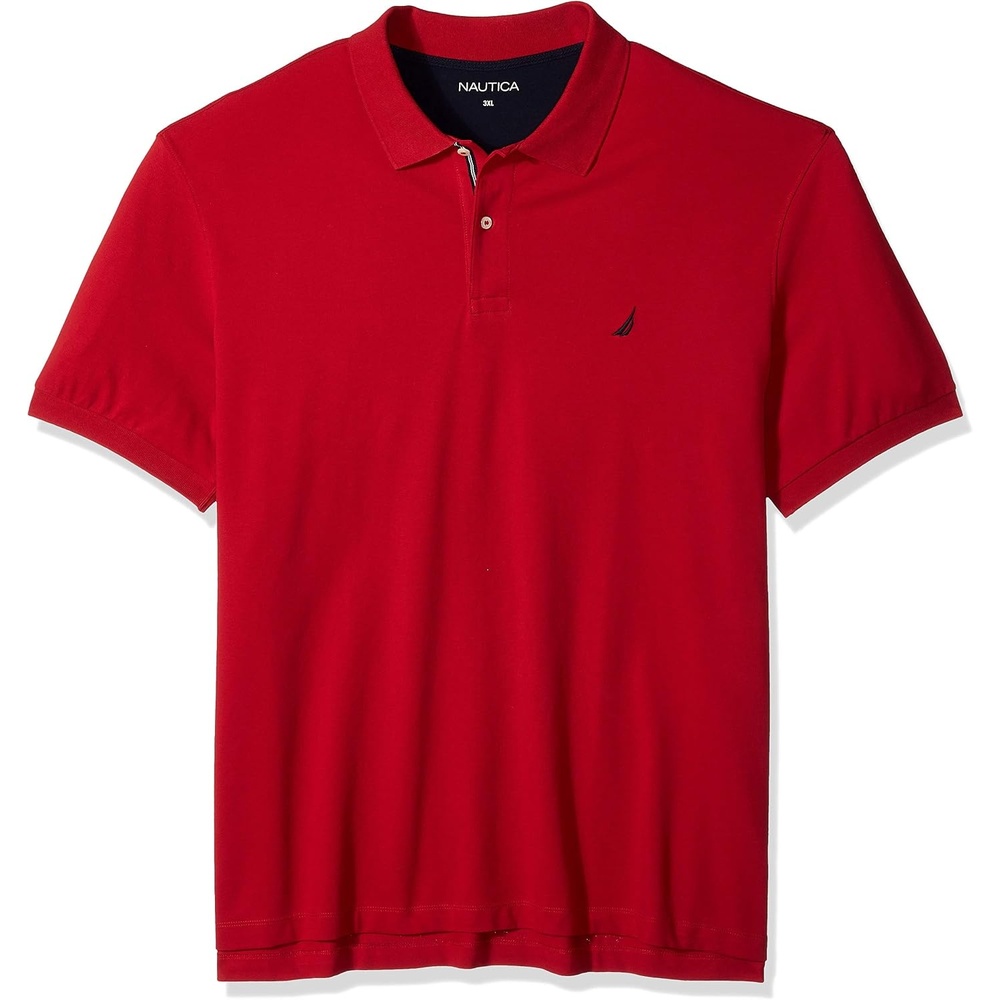 image:imageNautica Mens Short Sleeve Stretch Solid Deck Polo ShirtClassic Red