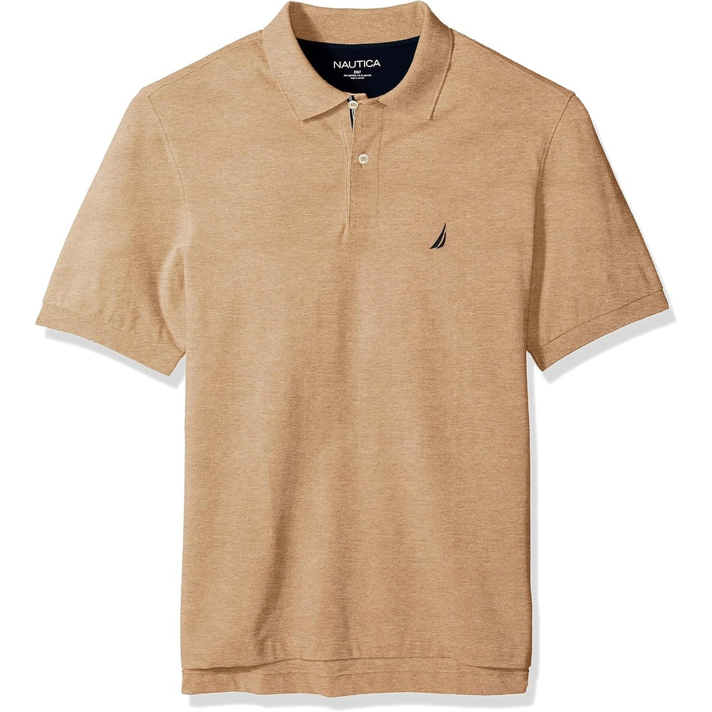 image:imageNautica Mens Short Sleeve Stretch Solid Deck Polo ShirtCoastal Camel Heather