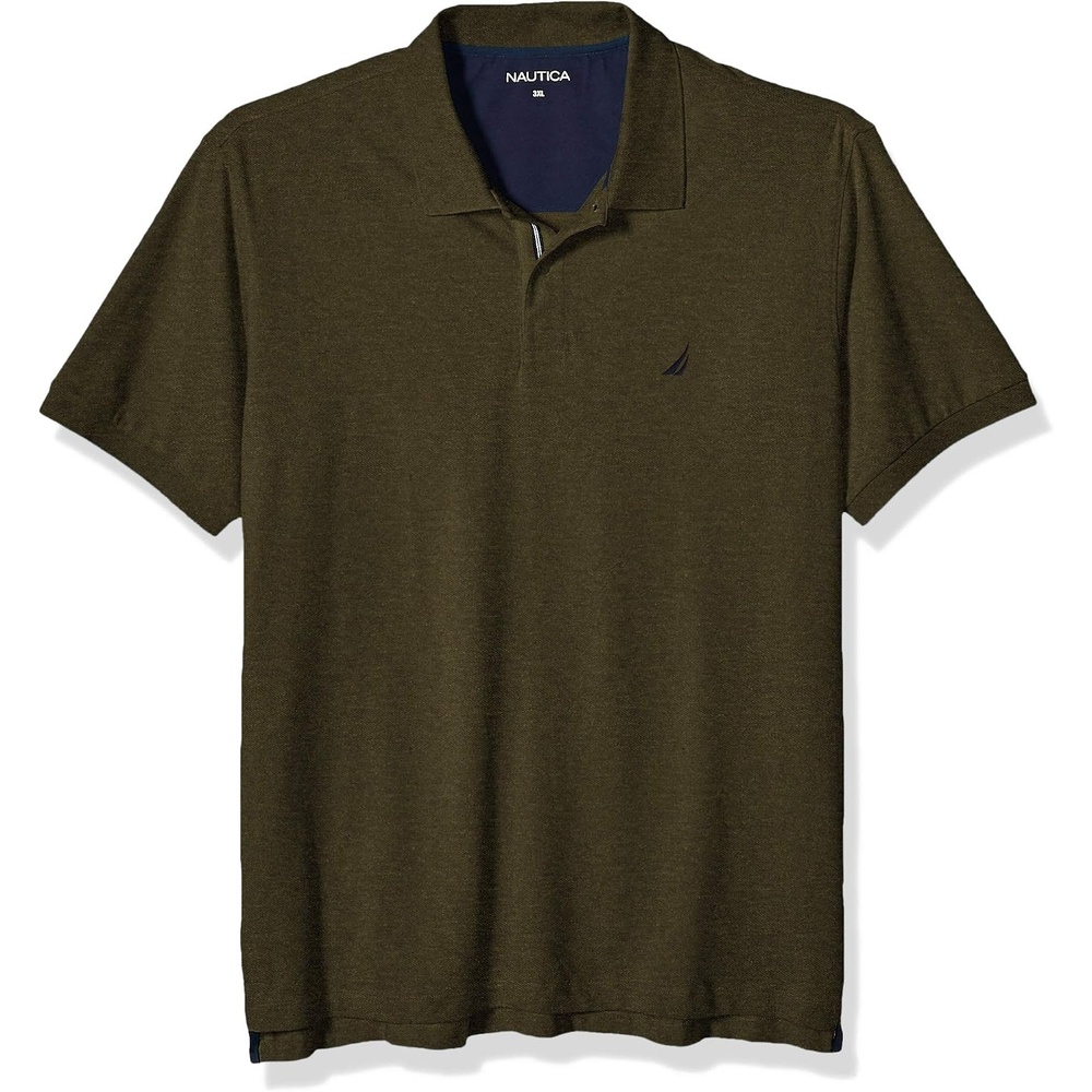 image:imageNautica Mens Short Sleeve Stretch Solid Deck Polo ShirtCoastal Olive Heather