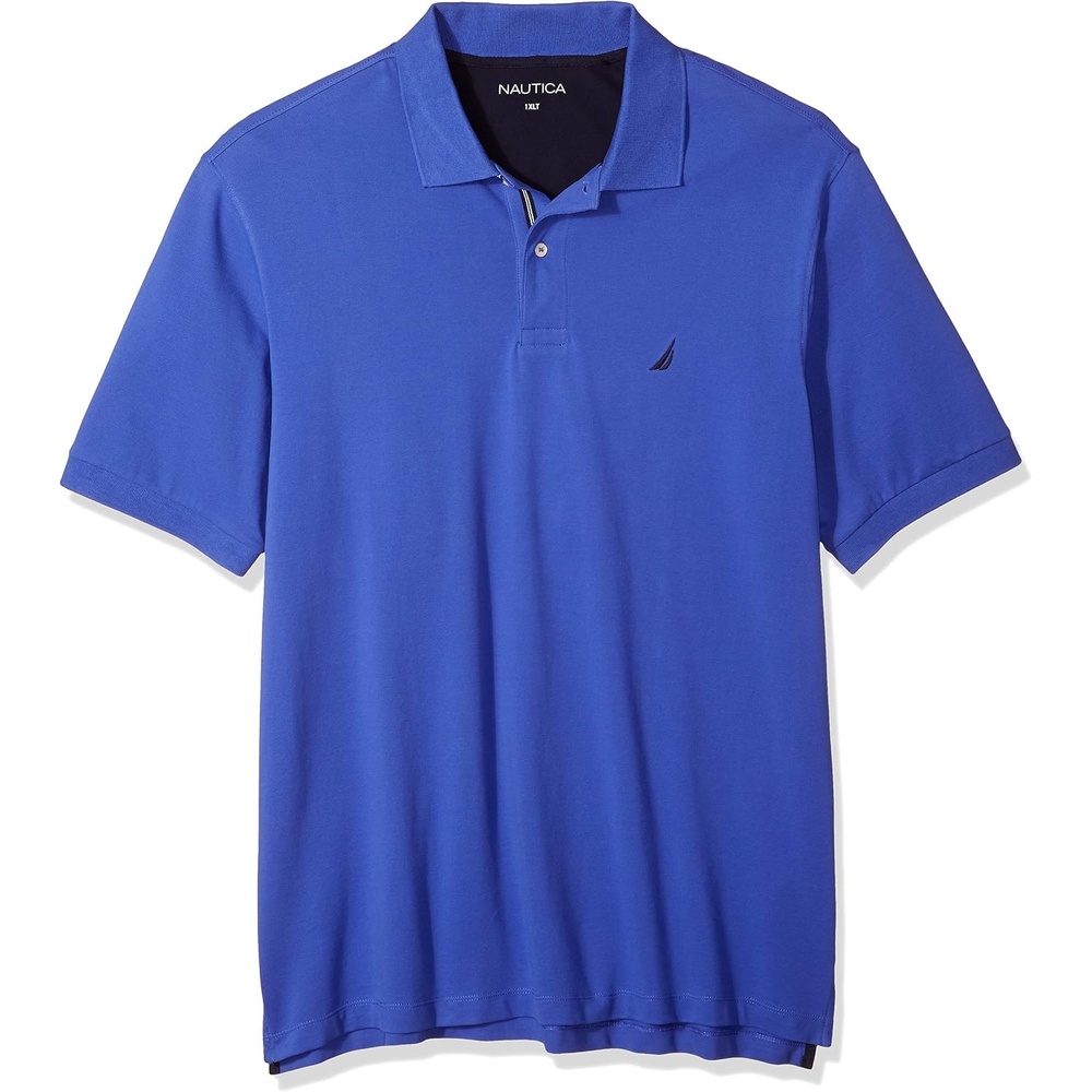 image:imageNautica Mens Short Sleeve Stretch Solid Deck Polo ShirtCobalt Wave