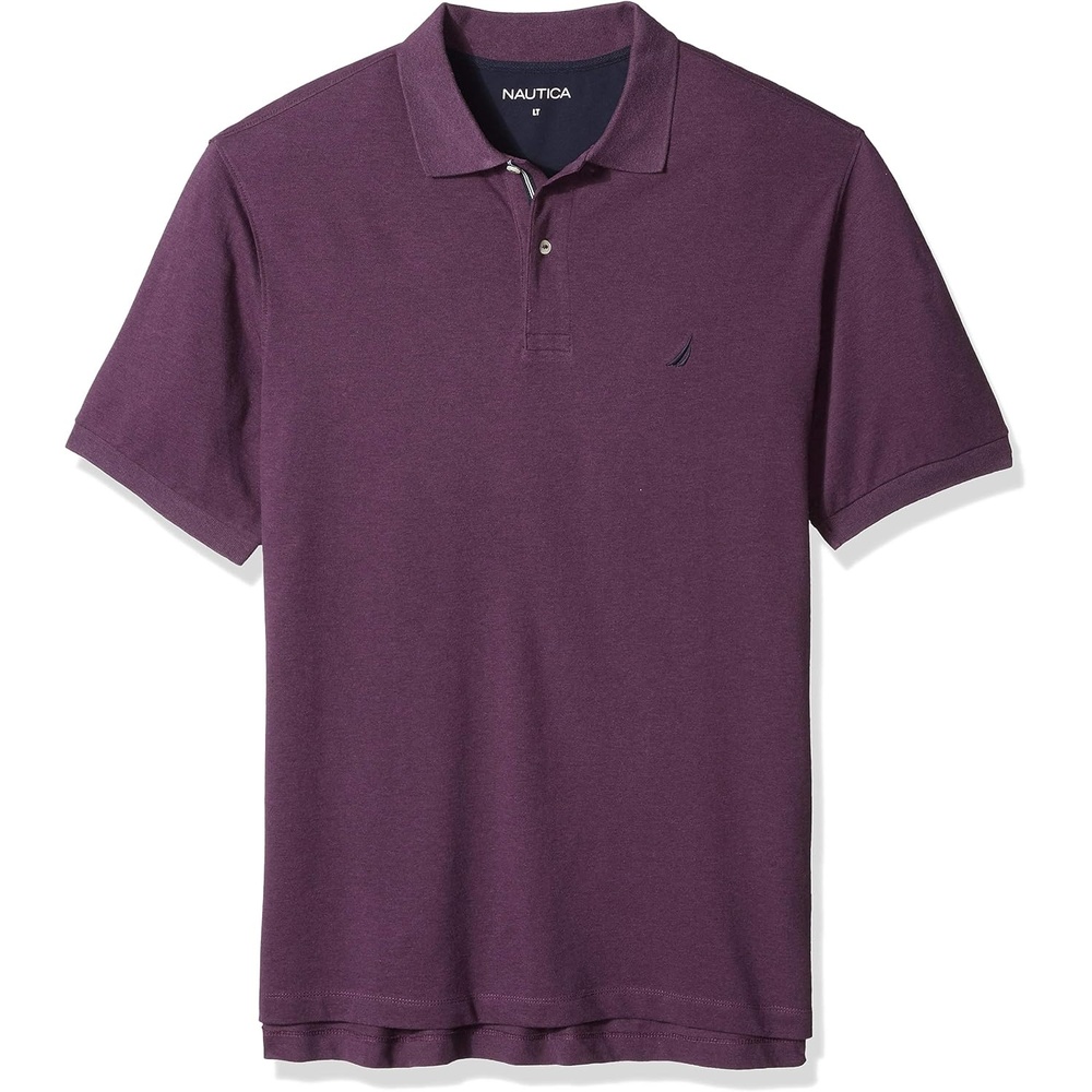 image:imageNautica Mens Short Sleeve Stretch Solid Deck Polo ShirtDeep Purple Heather