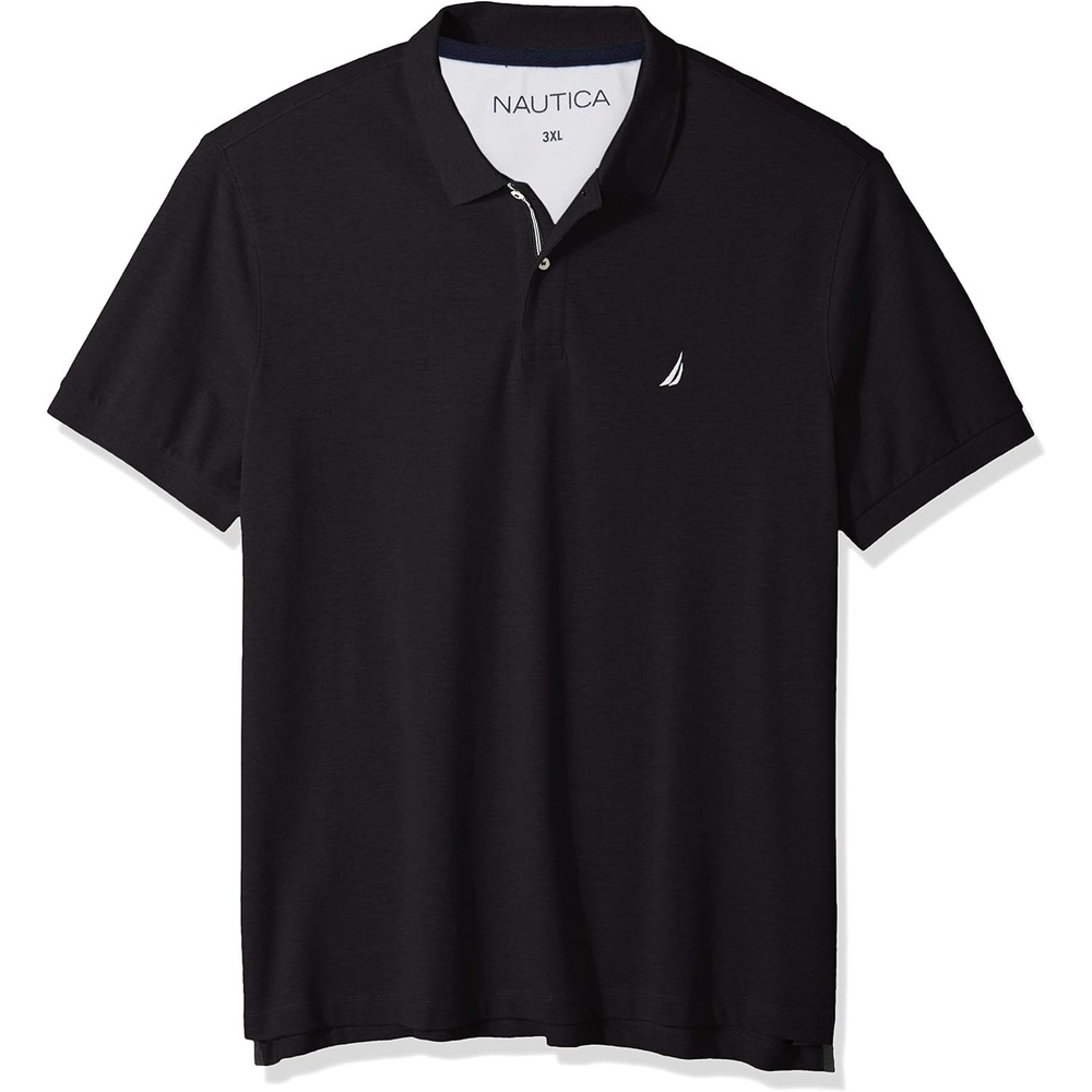 image:imageNautica Mens Short Sleeve Stretch Solid Deck Polo ShirtTrue Black