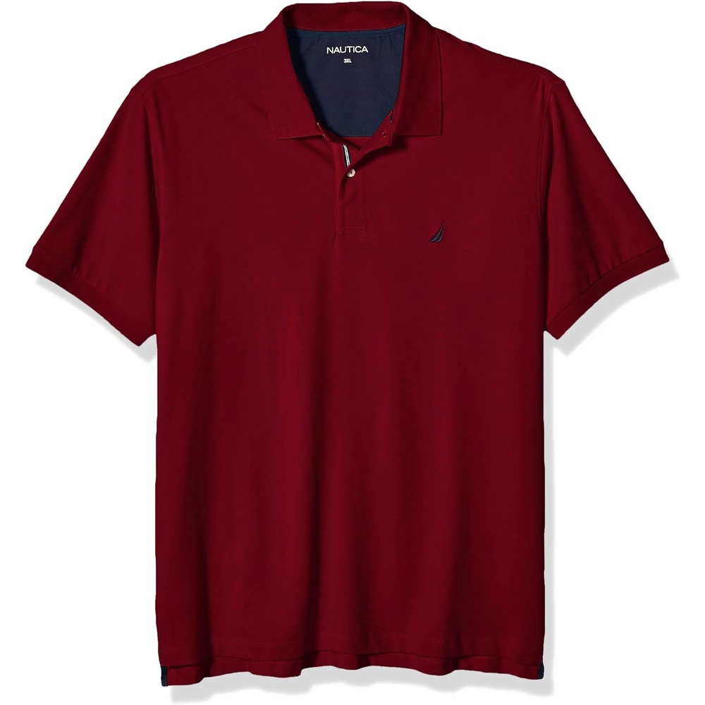 image:imageNautica Mens Short Sleeve Stretch Solid Deck Polo ShirtZinfandel