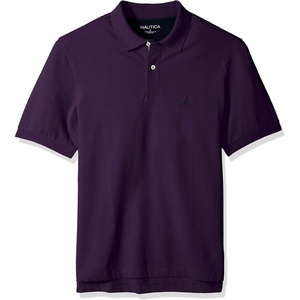 Nautica Men’s Short Sleeve Stretch Solid Deck Polo Shirt(Blackberry)