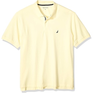Nautica Men’s Short Sleeve Stretch Solid Deck Polo Shirt(French Vanilla)