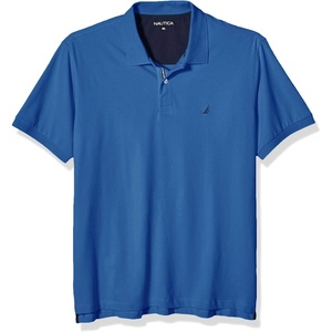 Nautica Men’s Short Sleeve Stretch Solid Deck Polo Shirt(Spinner Blue)
