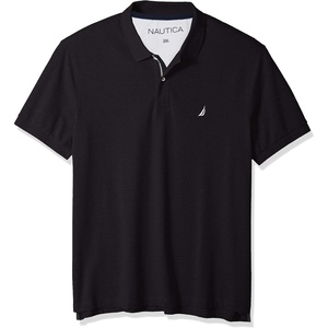 Nautica Men’s Short Sleeve Stretch Solid Deck Polo Shirt(True Black)